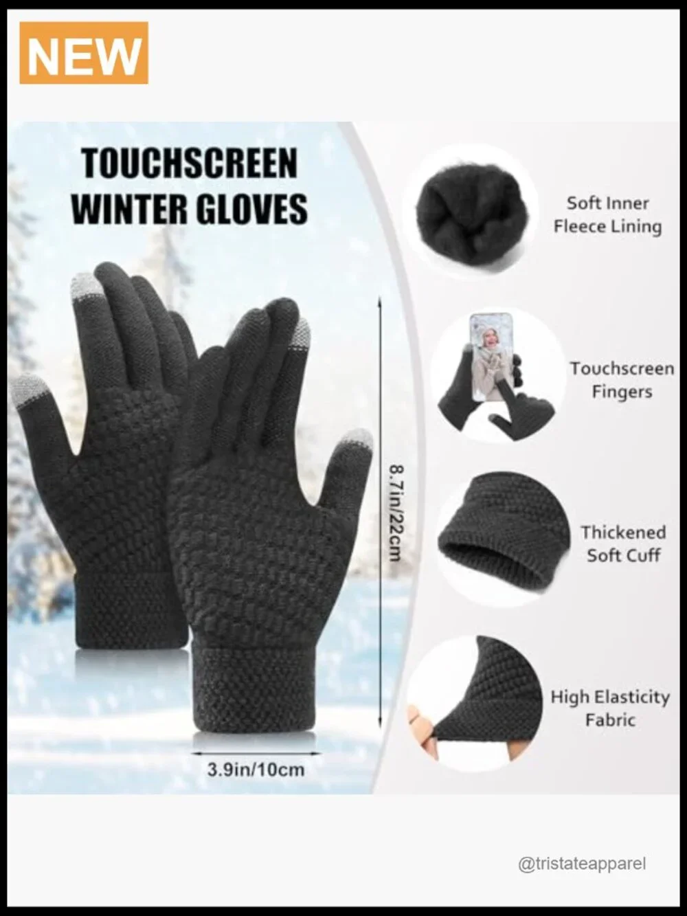 Winter Hat Scarf Gloves Set, Fleece Lined Beanie Touchscreen Gloves Thick Scarf